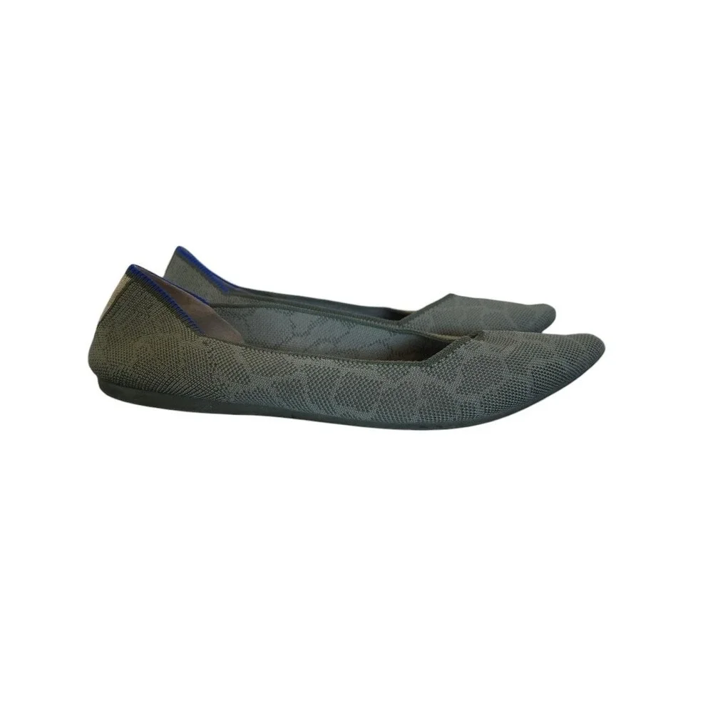 Rothy's Army Green Pointed Toe Resort Footfriendly Ballet Flats sz 9.5